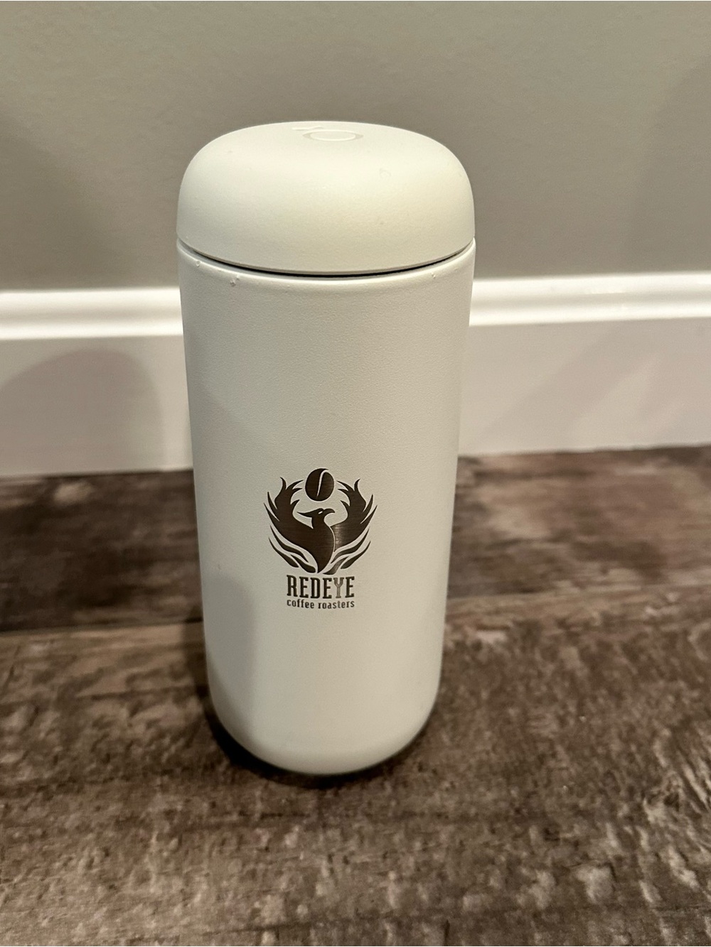 Fellow Carter Travel Mug Branded From Redeye Coffee Roasters, White Insulated